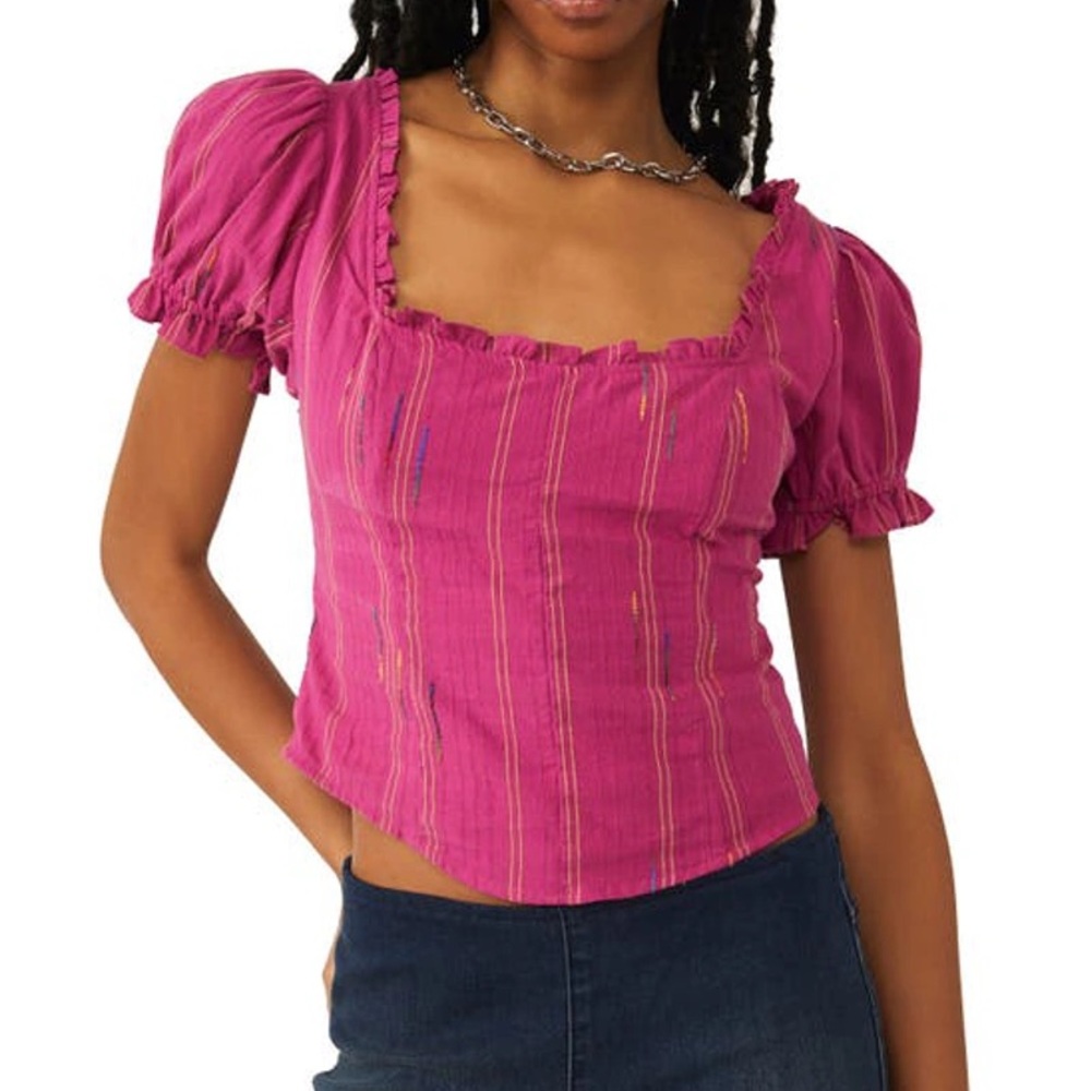 Free People Serotonin Cotton
Corset Top in Raspberry Sherbert
NWT xs